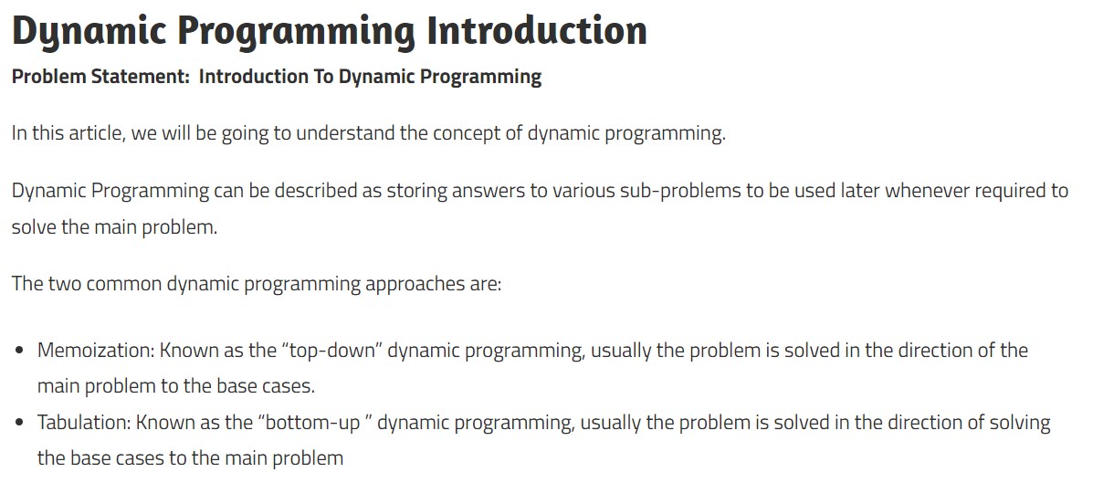  Dynamic Programming Introduction Problem Statement: Introduction To Dynamic Programming In this