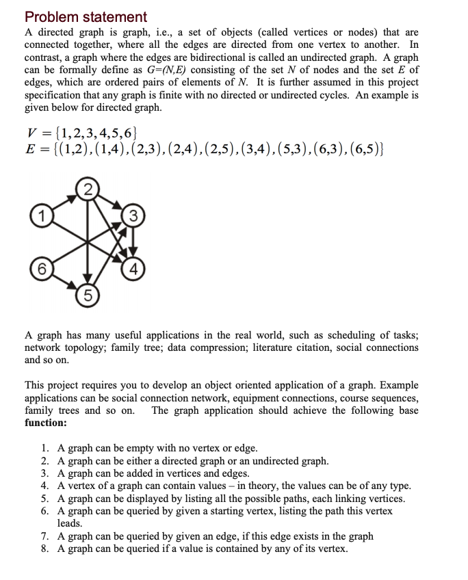 Code in C++ Demonstrate 5 out of 8 graph functions and