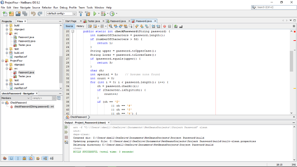 individual methods first boolean status; String password = passwords[0]; status = CheckPassword.hasValidSize(password);