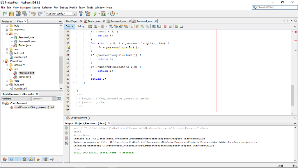 checkResult(password, status, "Password size ok test"); password = passwords[1]; status = CheckPassword.hasValidCharacters(password);