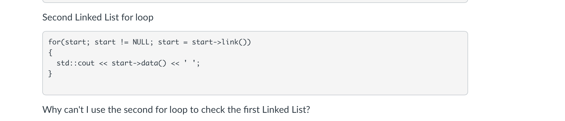 link of Node objects, declared on the heap, as shown in the