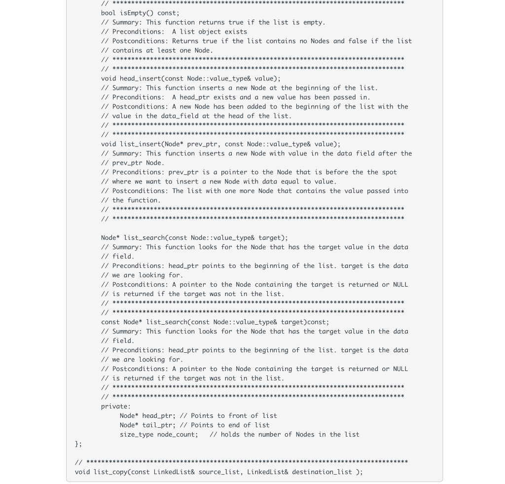 described in lecture, and then to link the nodes together via the