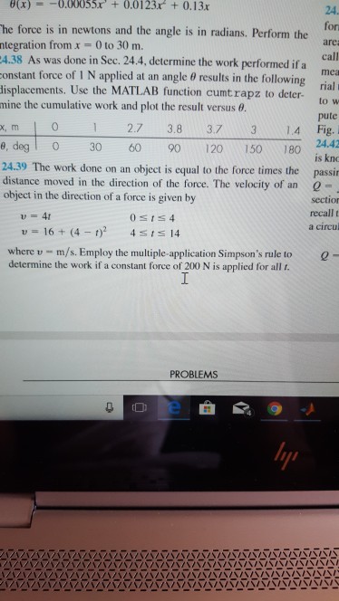  I need help writing a code for problem 24.39 in matlab