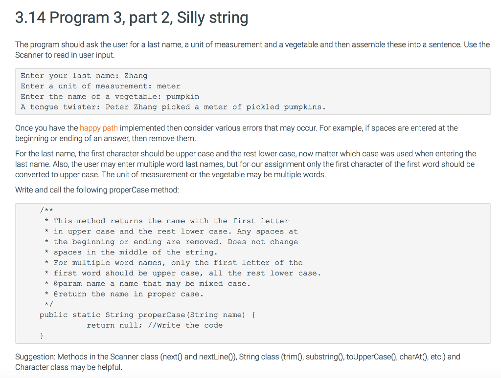 The problem for this Java program is in the attached file: 3.14