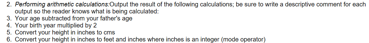  How do I do part 6 in Java? 2. Performing arithmetic