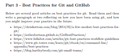  * https://chriskottom.com/blog/2014/02/a-few-modest-best-practices-forgit/ * https://sethrobertson.github.io/GitBestPractices/ * https://www.lullabot.com/articles/git-best-practices-workflow-guidelines * https://www.git-tower.com/learn/git/ebook/en/command-line/ * appendix/best-practices *