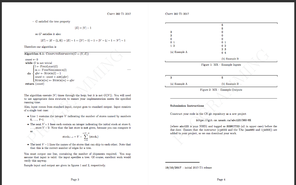 360 T1 2017 Question 1: [20 points This algorithm is straightforward (but