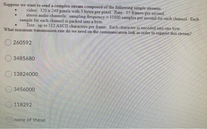  . Suppose we want to send a complex stream composed of