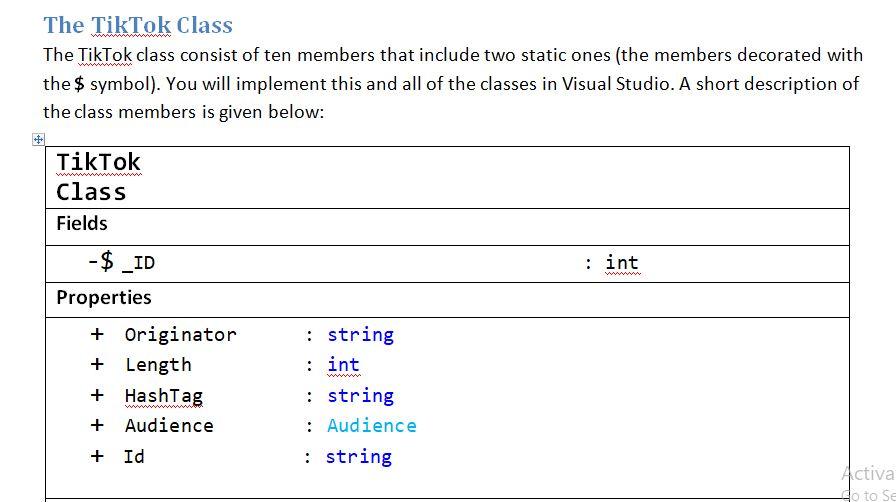 enum and two main classes: Audience, TikTok and TiktokManager. You will load