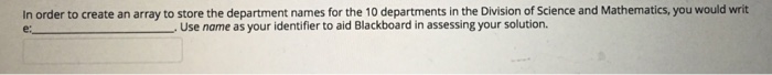  C# In order to create an array to store the department