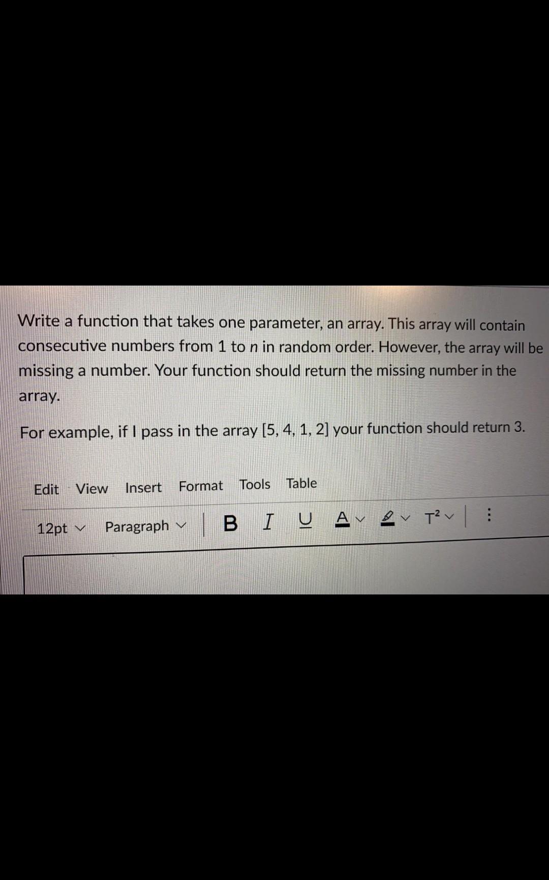 Java script Write a function that takes one parameter, an array. This