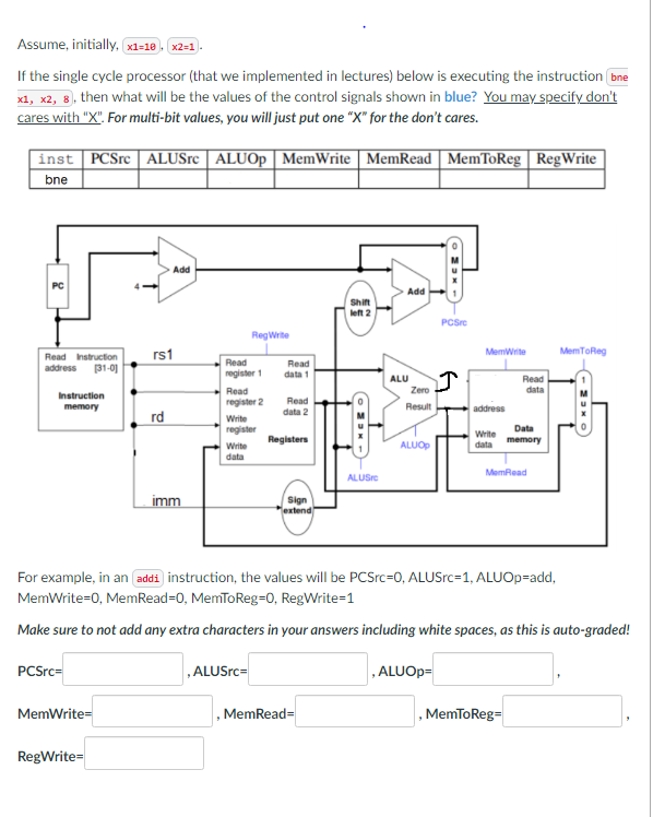 Assume, initially, If the single cycle processor (that we implemented in
