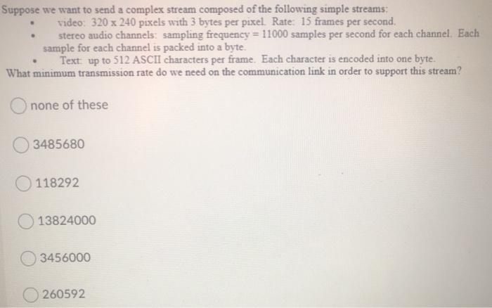  . Suppose we want to send a complex stream composed of