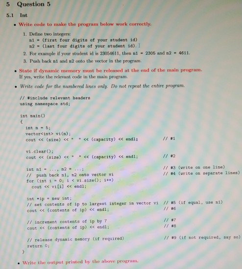 5 Question 5 5.1 Int . Write code to make the