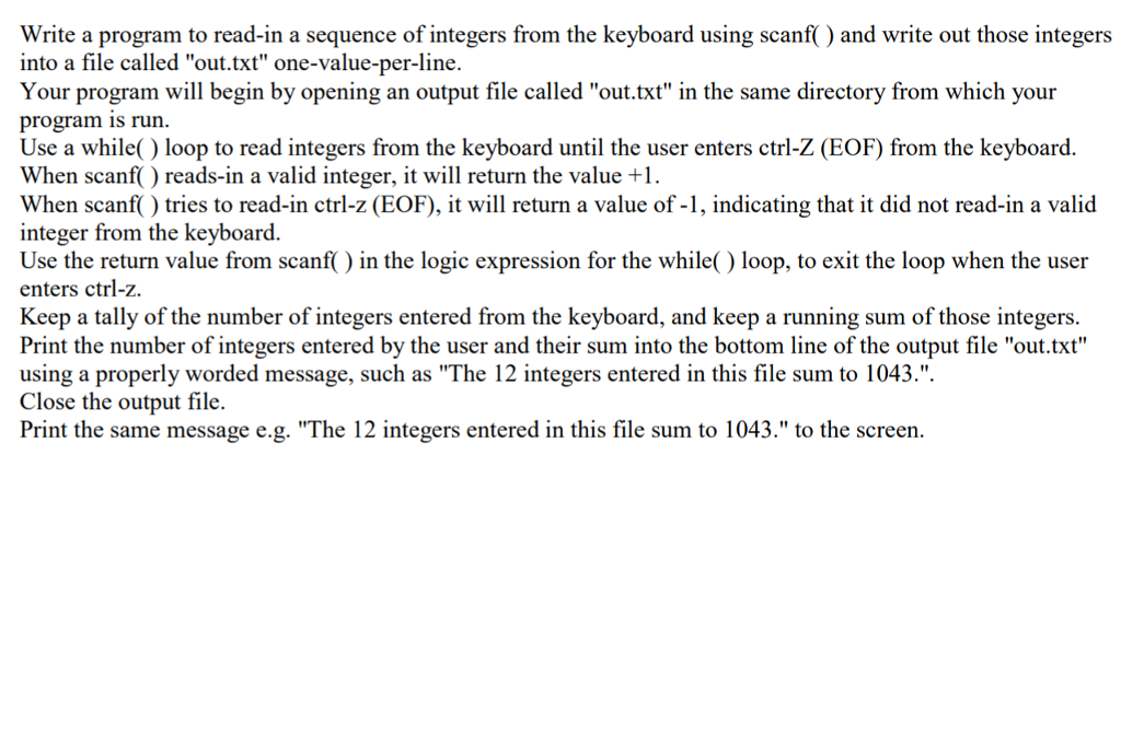  Write a program to read-in a sequence of integers from the