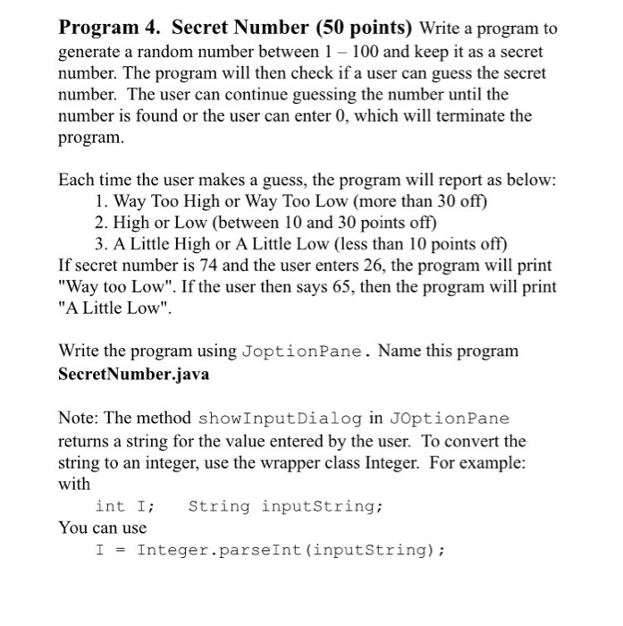  Need help for writing a Java program for having a user