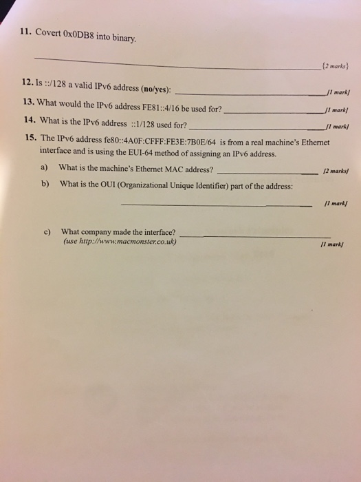 last column. Give your proofby converting the first octet which contains the