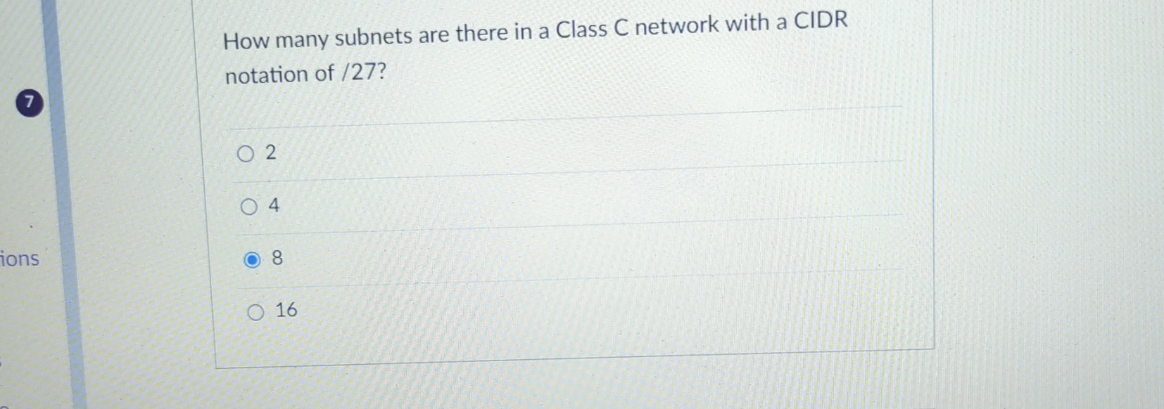  How many subnets are there in a Class C network with