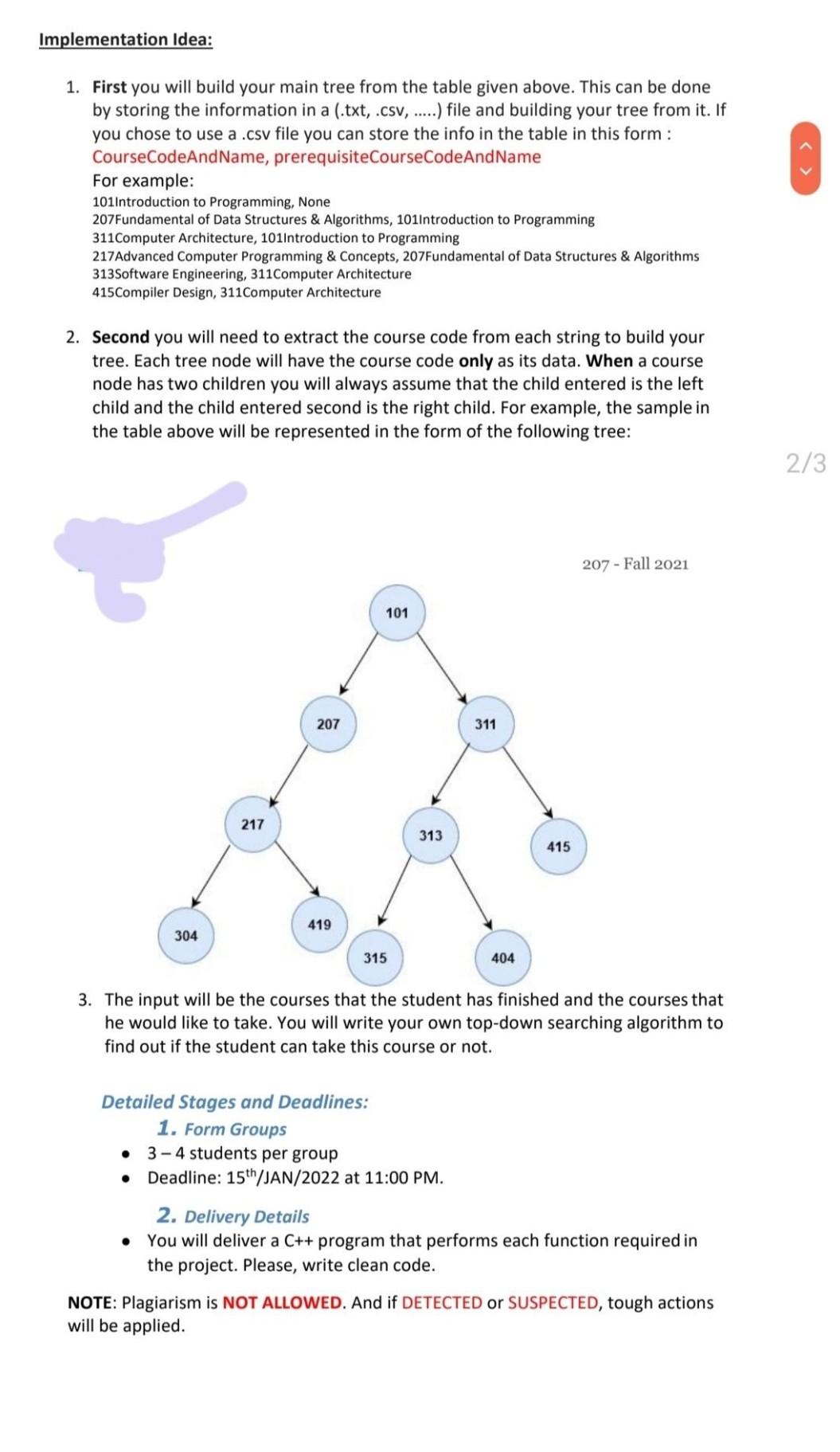 Course Registration Prerequisite Checking System Description: This project requires the use of