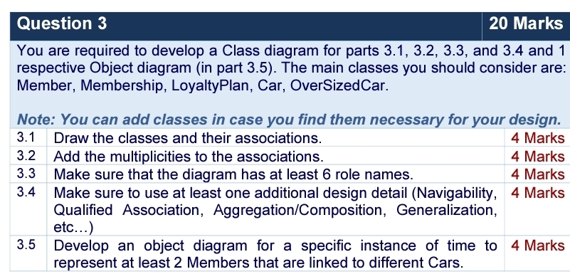  Question 3 20 Marks You are required to develop a Class