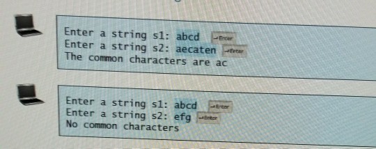 the common characters of two strings using the following header string commonChars(const