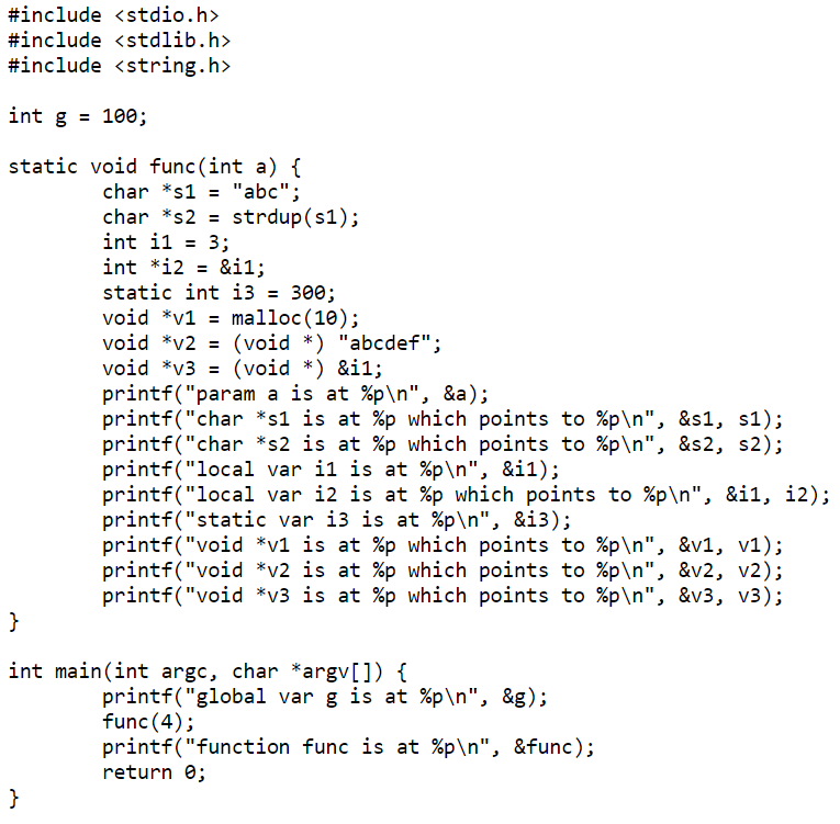 For the C code below, I need to know which of the