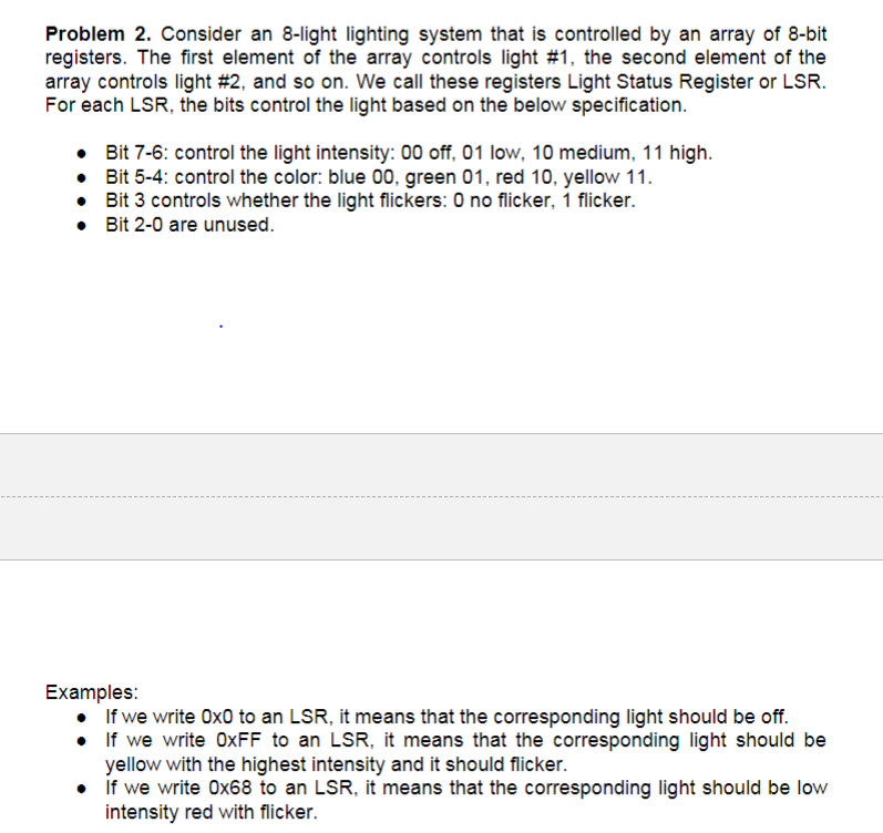 that receives three integers representing lamp flickering status, color, and intensity and