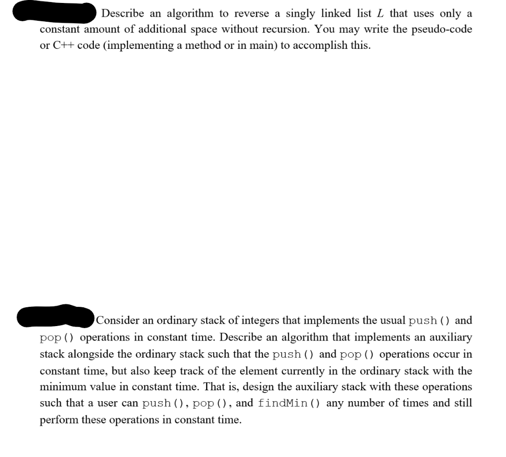  Describe an algorithm to reverse a singly linked list L that