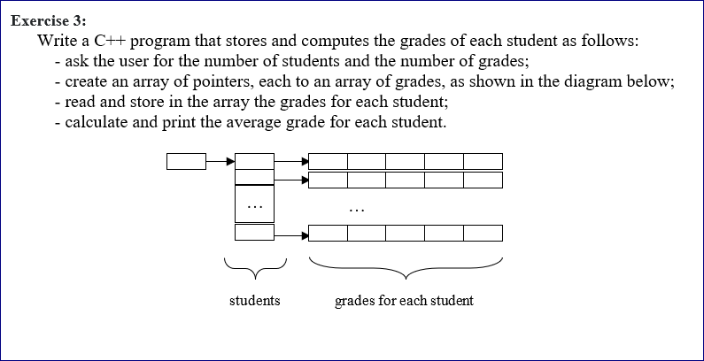  Exercise 3: Write a C++ program that stores and computes the