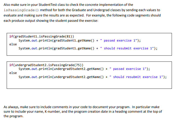 for each student: name (a String value) address (a String value) age