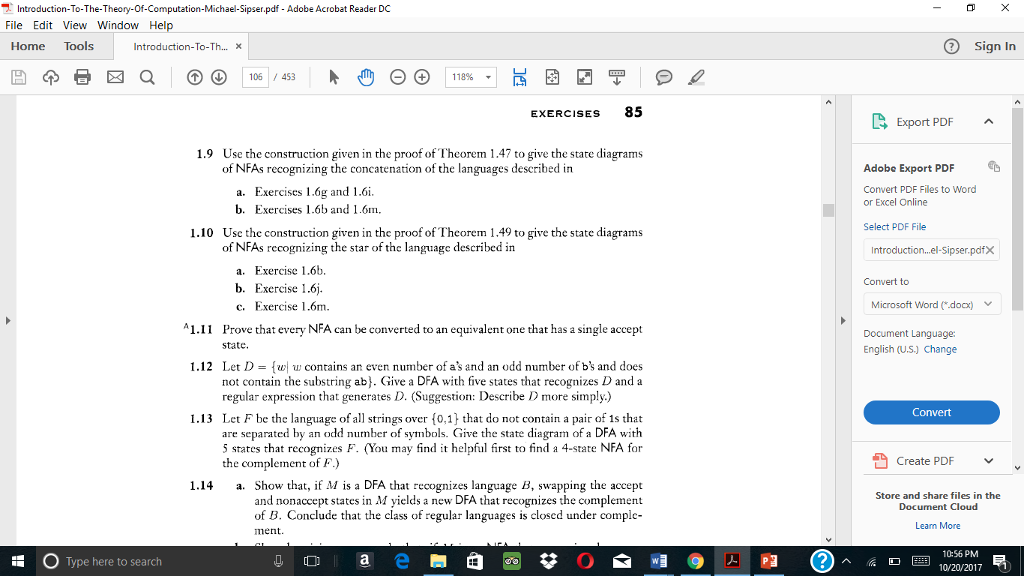 JUST ANSWER B for 1.28 .. Introduction-To-The-Theory-Of-Computation-Michael-Sipser .pdf-Adobe Acrobat Reader DC File
