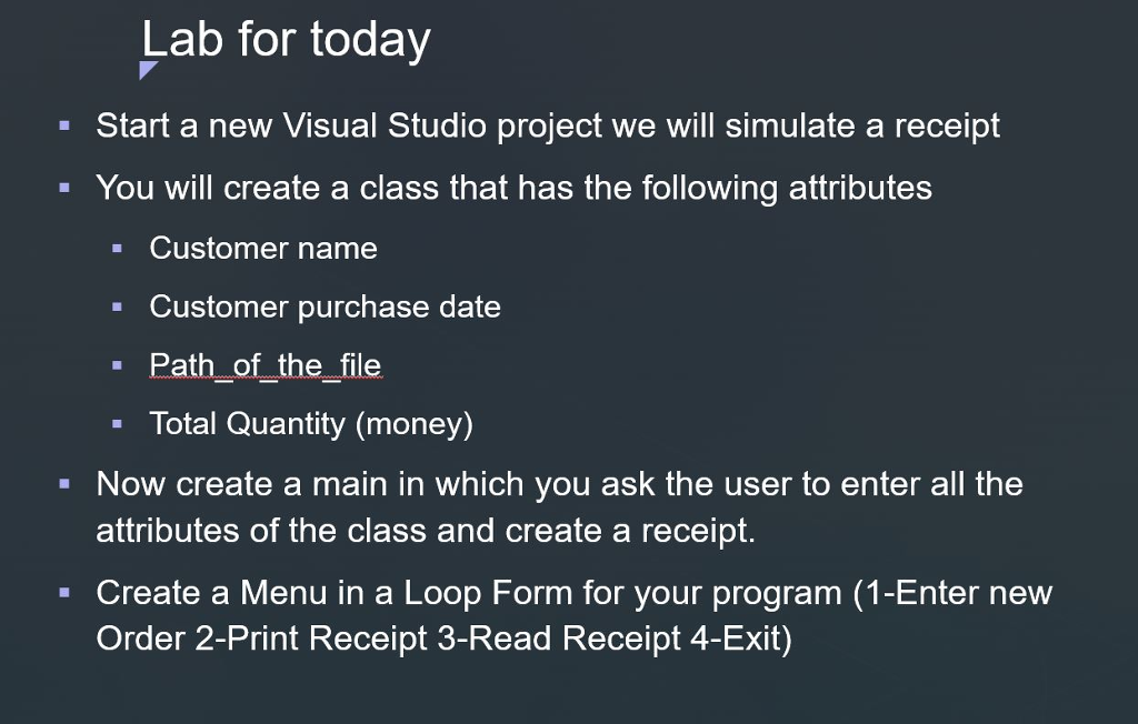 C++ language Lab for today - Start a new Visual Studio project