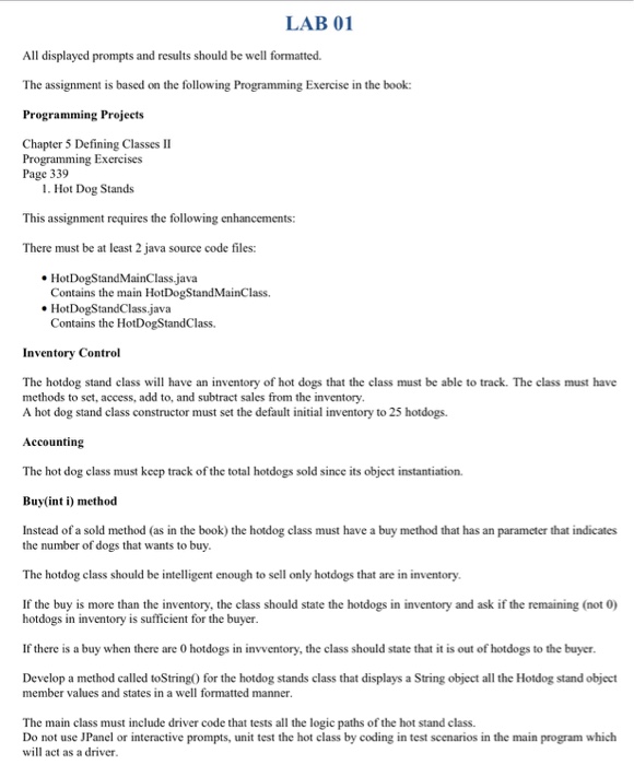  JAVA II Program LAB 01 All displayed prompts and results should