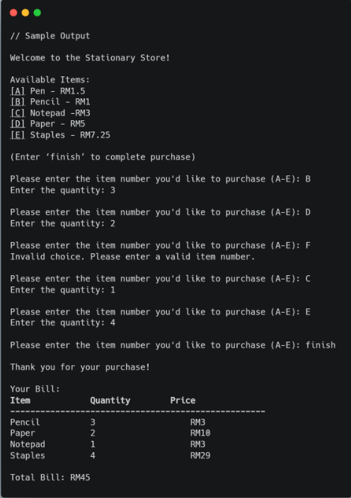  Write a c++ program for stationary store that allows the user
