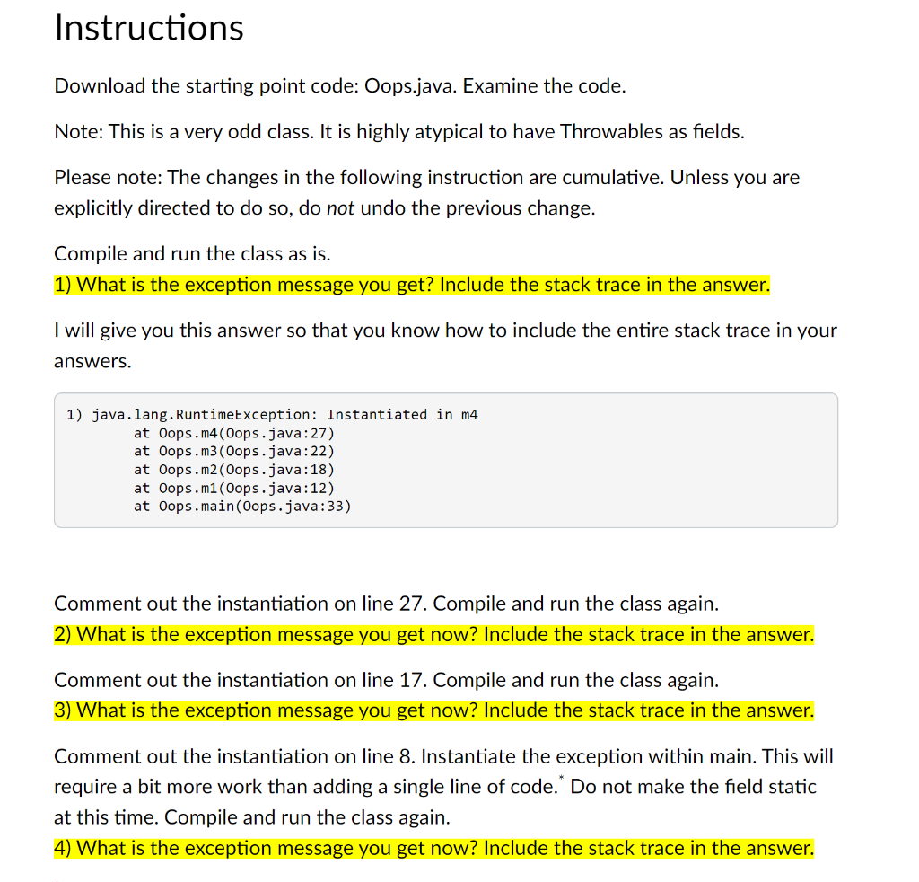Any help appreciated! The code is here: public class Oops { //