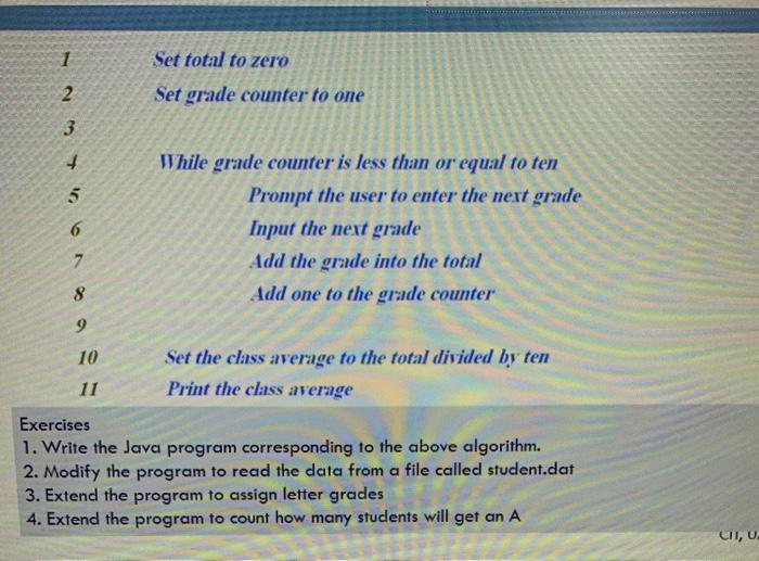  SOLLTE 1 Set total to zero 2 Set grade counter to