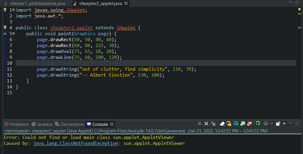  i run my code as a java applet however i got
