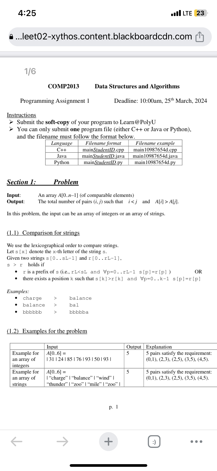  COMP2013 Data Structures and Algorithms Programming Assignment 1 Deadline: 10:00am,25?th March,