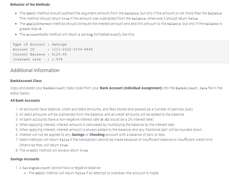 named SavngsAccount with fields and methods as defined below, and that inherits