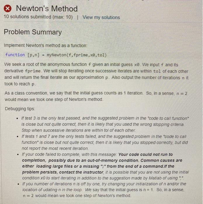 your own computer in a folder called RootFinding. Do not change the