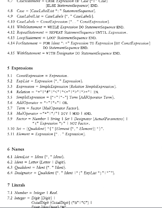 just the binary arithmetic operators. EBNF Description of Modula-2's Syntax This appendix