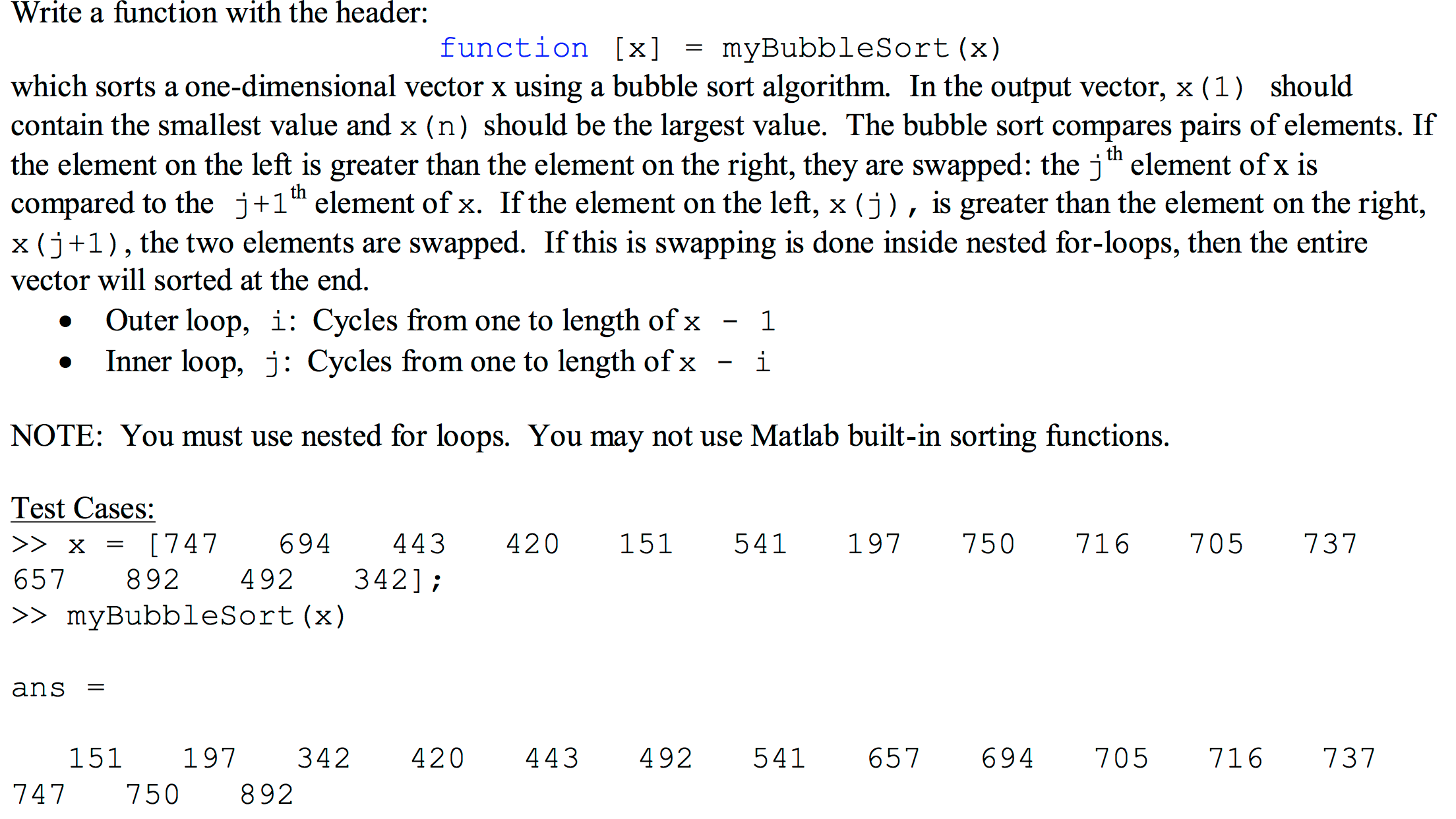 Please help with MatLab matrices and recursion problem. Write a function with