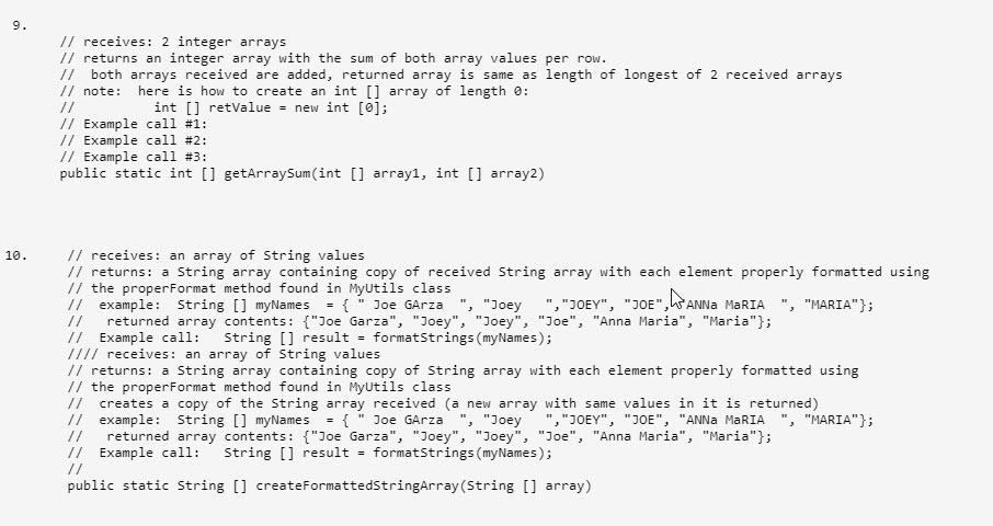 needed for my.utils on #10 10. // receives: an array of String