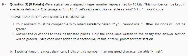 integer number represented by 16 bits. This number can be kept in