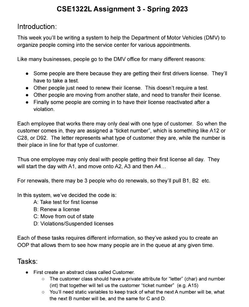 I need help with this in JAVA please! I have all classes