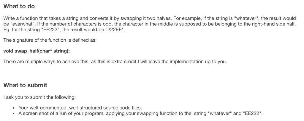 (((C Program ))) What to do Write a function that takes a