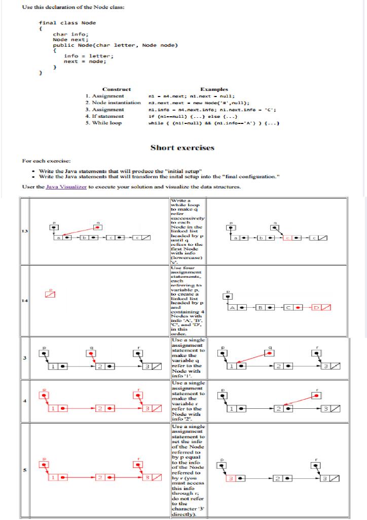  Use this declaration of the Node class: : final class Node
