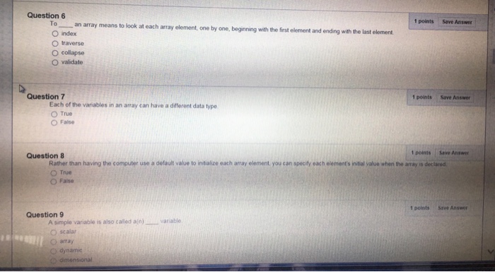  To ___ an array means to look at each array element,