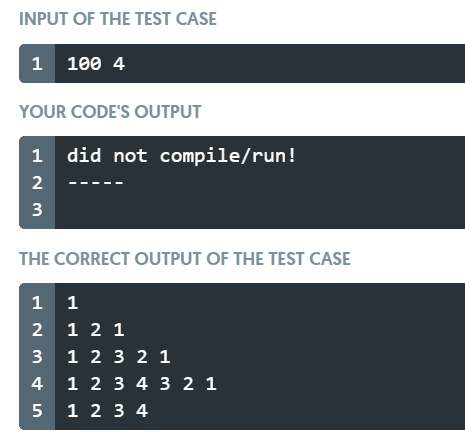 first integer represents the number of lines of output. The 2nd represents