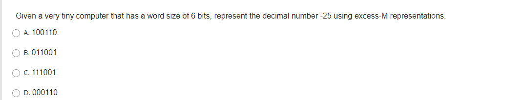  Given a very tiny computer that has a word size of